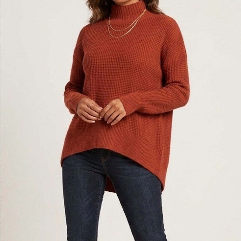 Madewell 1937 Terracotta Women Turtleneck Waffle Knit Long Sleeve Sweater Size M